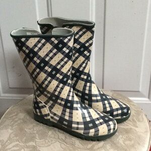 Sperry Top Sider women’s gray plaid rainboots Sz 7